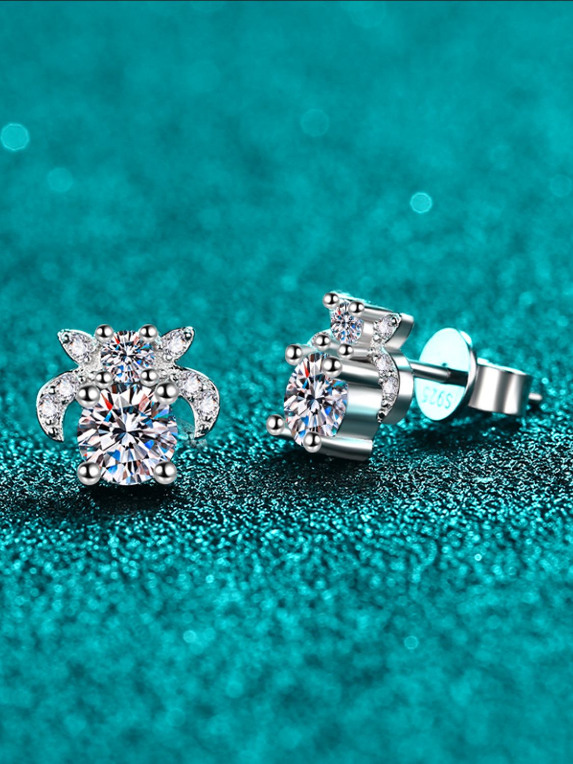 DCDI 1 Carat Moissanite 925 Sterling Silver Stud Earrings-DCDI Blooming Lotus