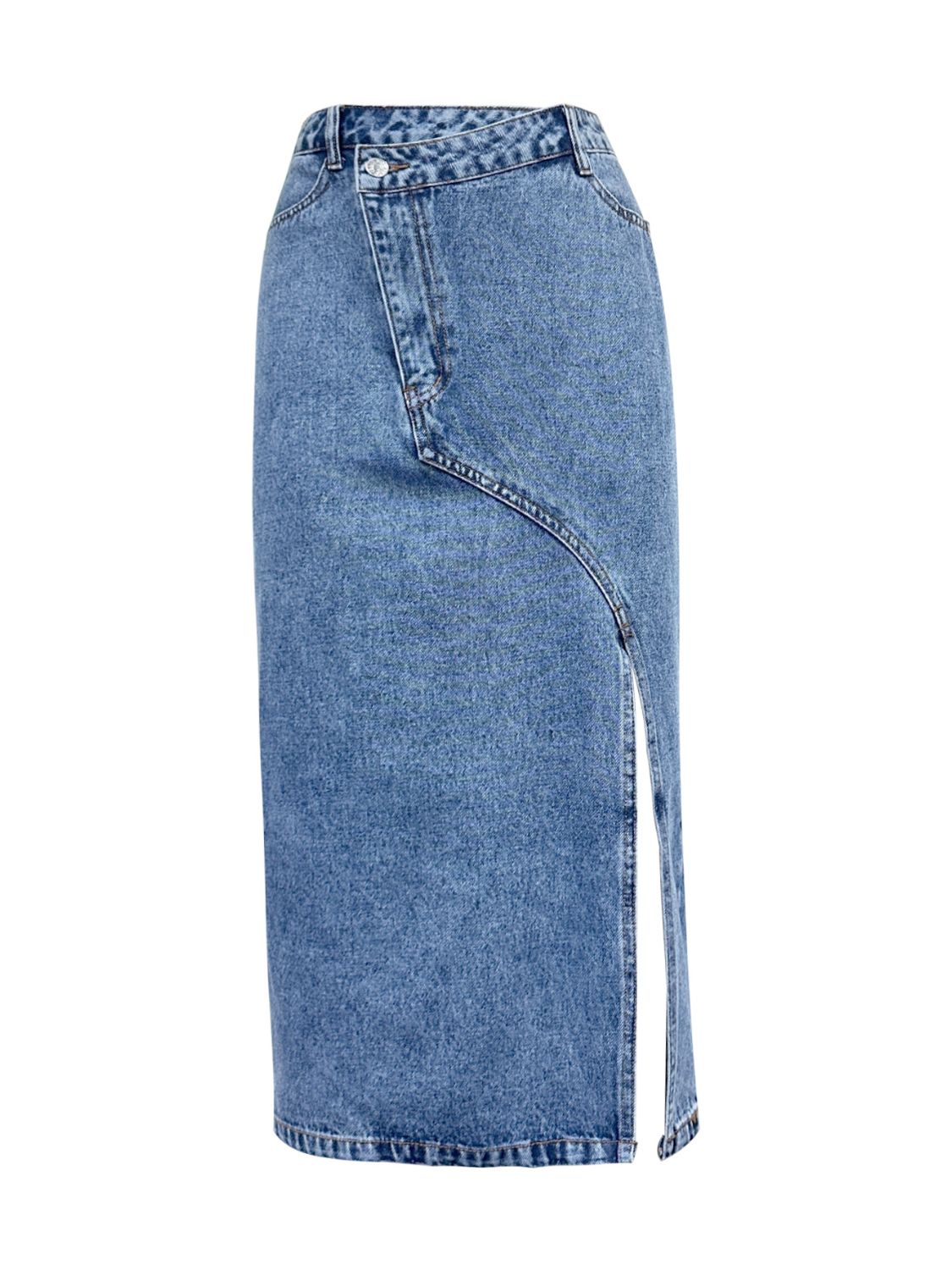 DS Premium Denim Luxury Ask Me Anything 35 Midi Denim Skirt