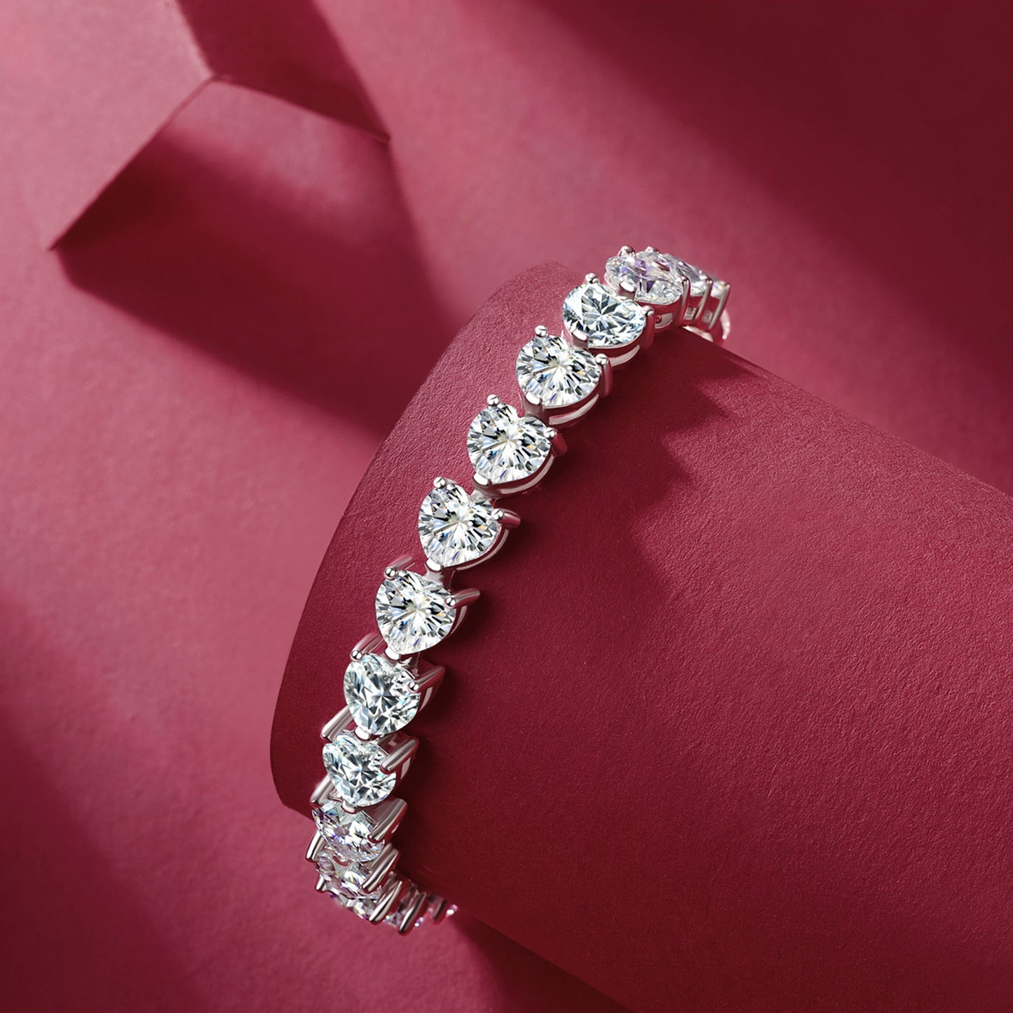DCDI 24 Carat Moissanite 925 Sterling Silver Heart Bracelet