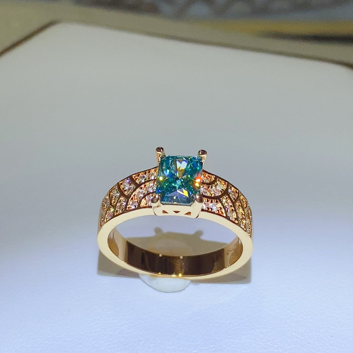 DCDI 1 Carat Blueish Moissanite 925 Sterling Silver Ring
