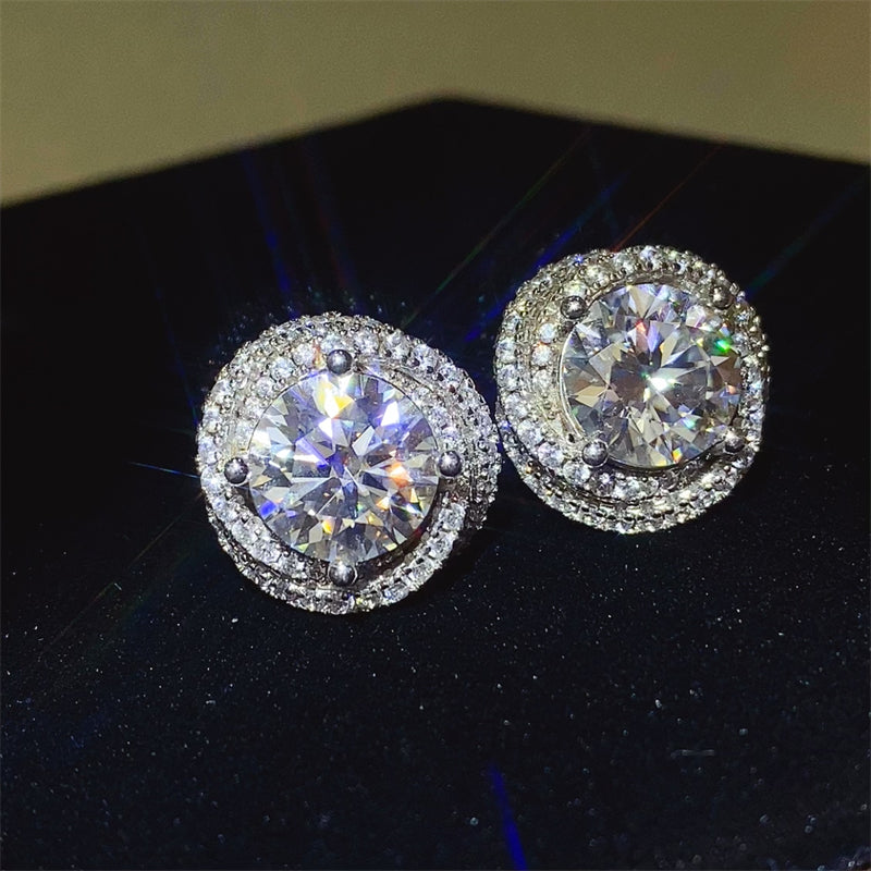 DCDI 6 Carat Blooming Moissanite 925 Sterling Silver Earrings