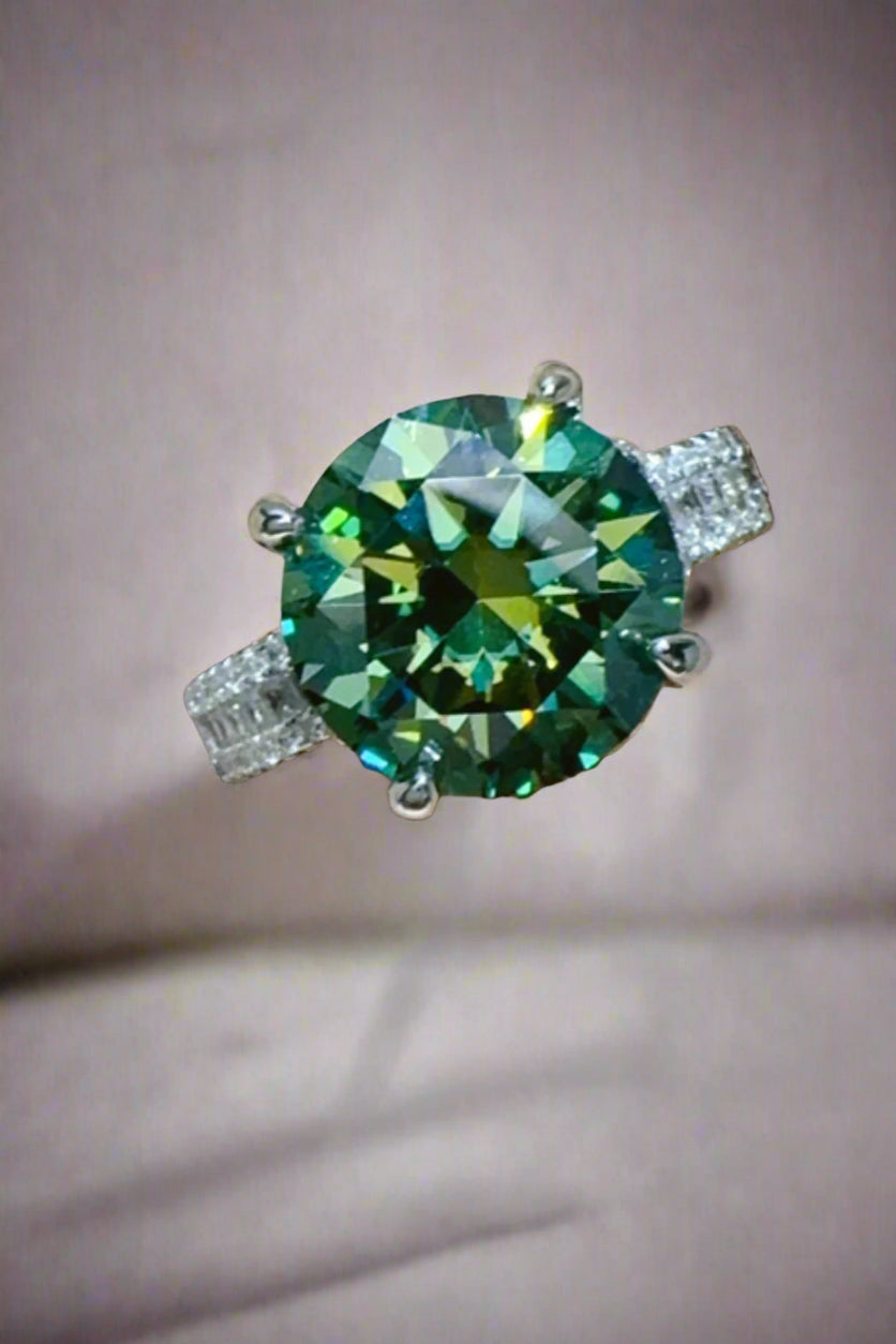 DCDI 5 Carat Drk Green Moissanite 925 Sterling Silver Ring