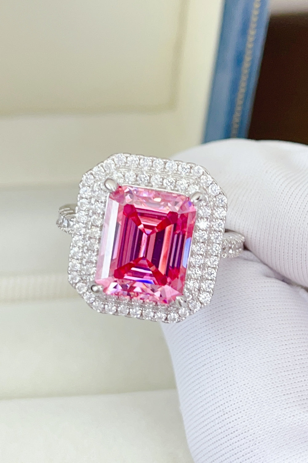 DCDI 2 Carat Hot Pink Moissanite 925 Sterling Silver Ring