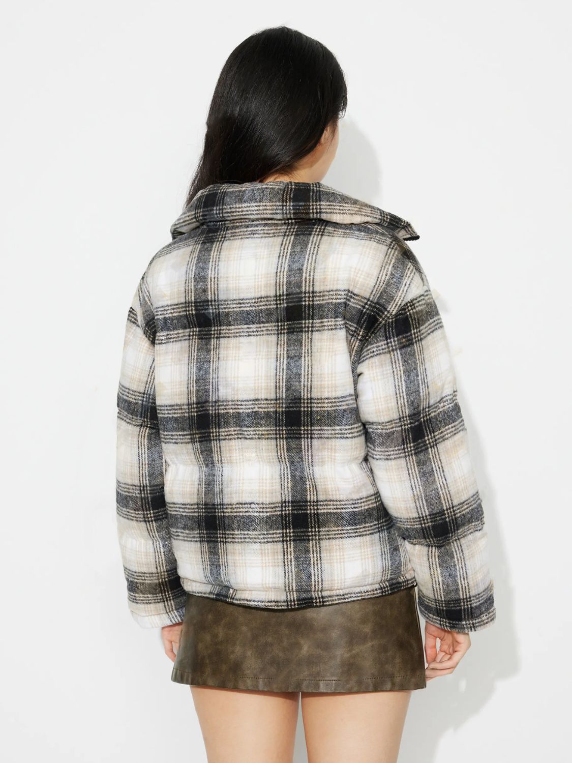 DS Designer 54-78 Plaid Zip Up Long Sleeve Jacket