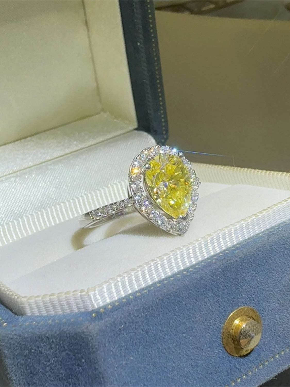 DCDI Canary Tears 2 Carat Moissanite 925 Sterling Silver Ring