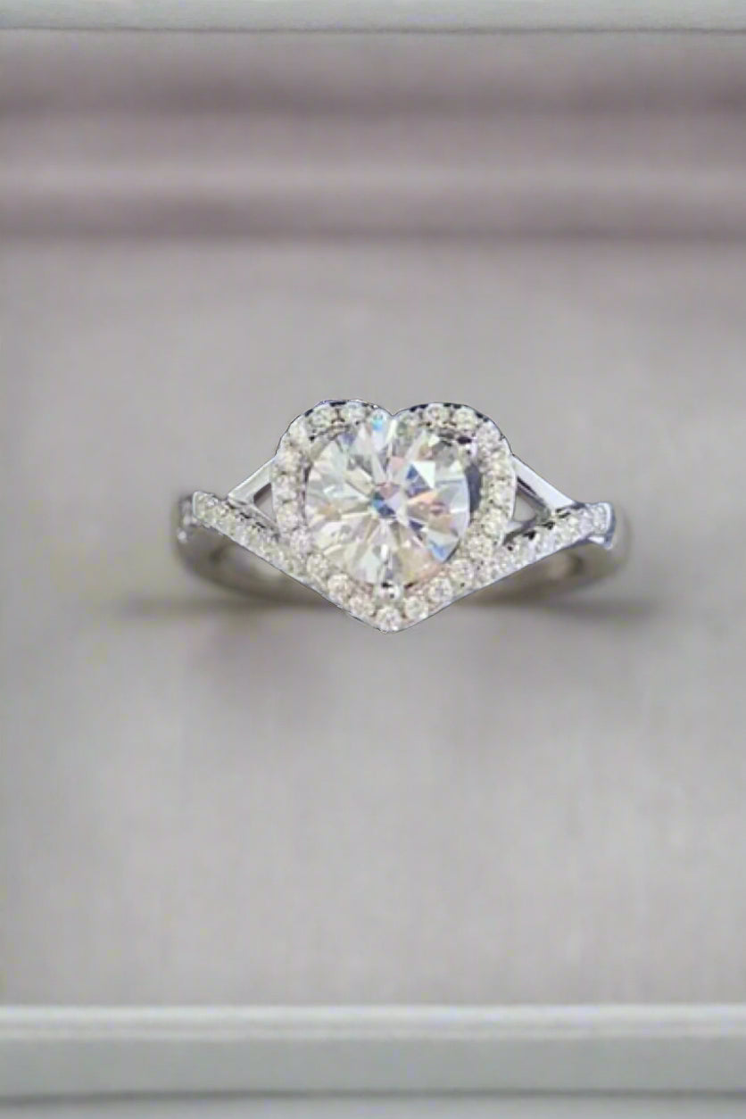 DCDI 1 Carat Moissanite 925 Sterling Silver Sacred Heart Ring