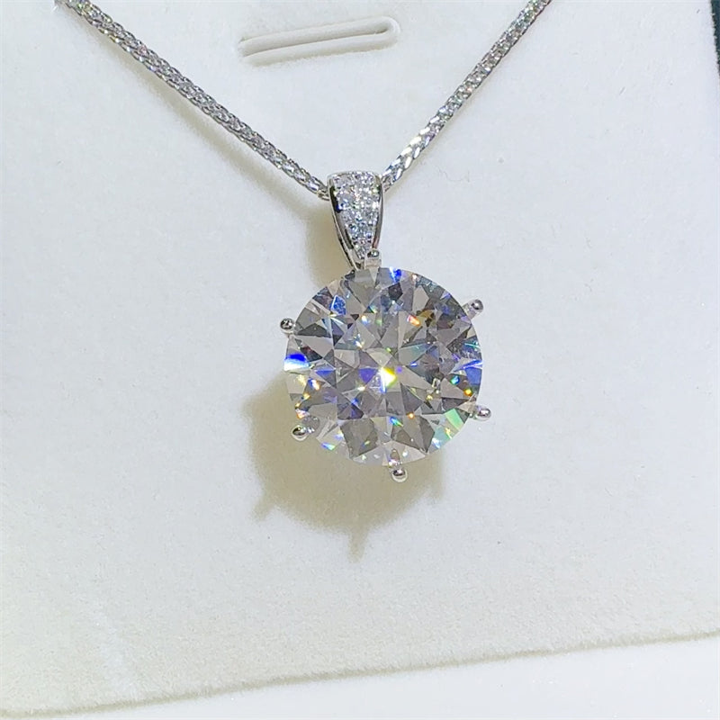 DCDI 10 Carat Drop Solitaire Moissanite 925SS Pendant Necklace