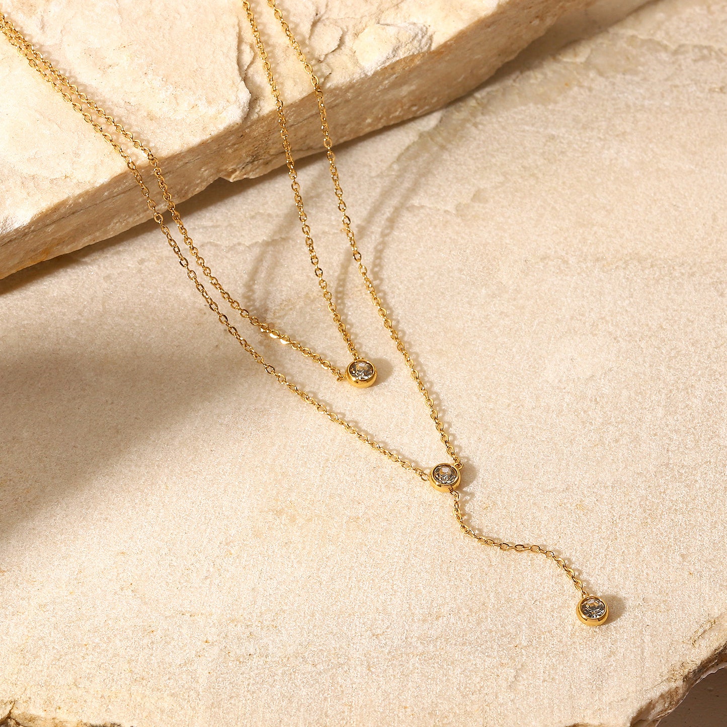 DCDI 18k Stainless Steel Zircon Sunshine Tier Necklace