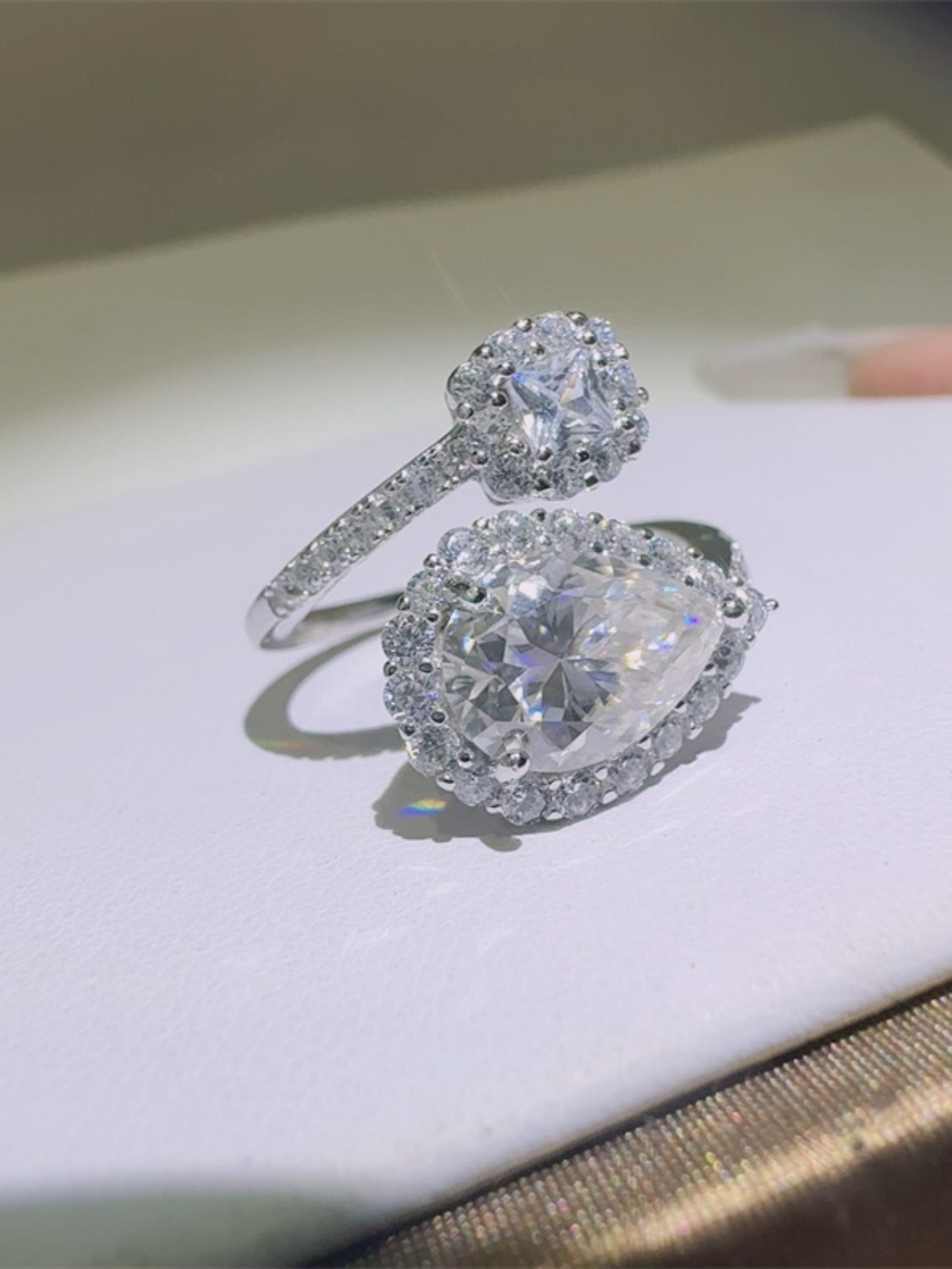 DCDI Fanciful -2 Carat Moissanite 925 Sterling Silver Bypass Ring