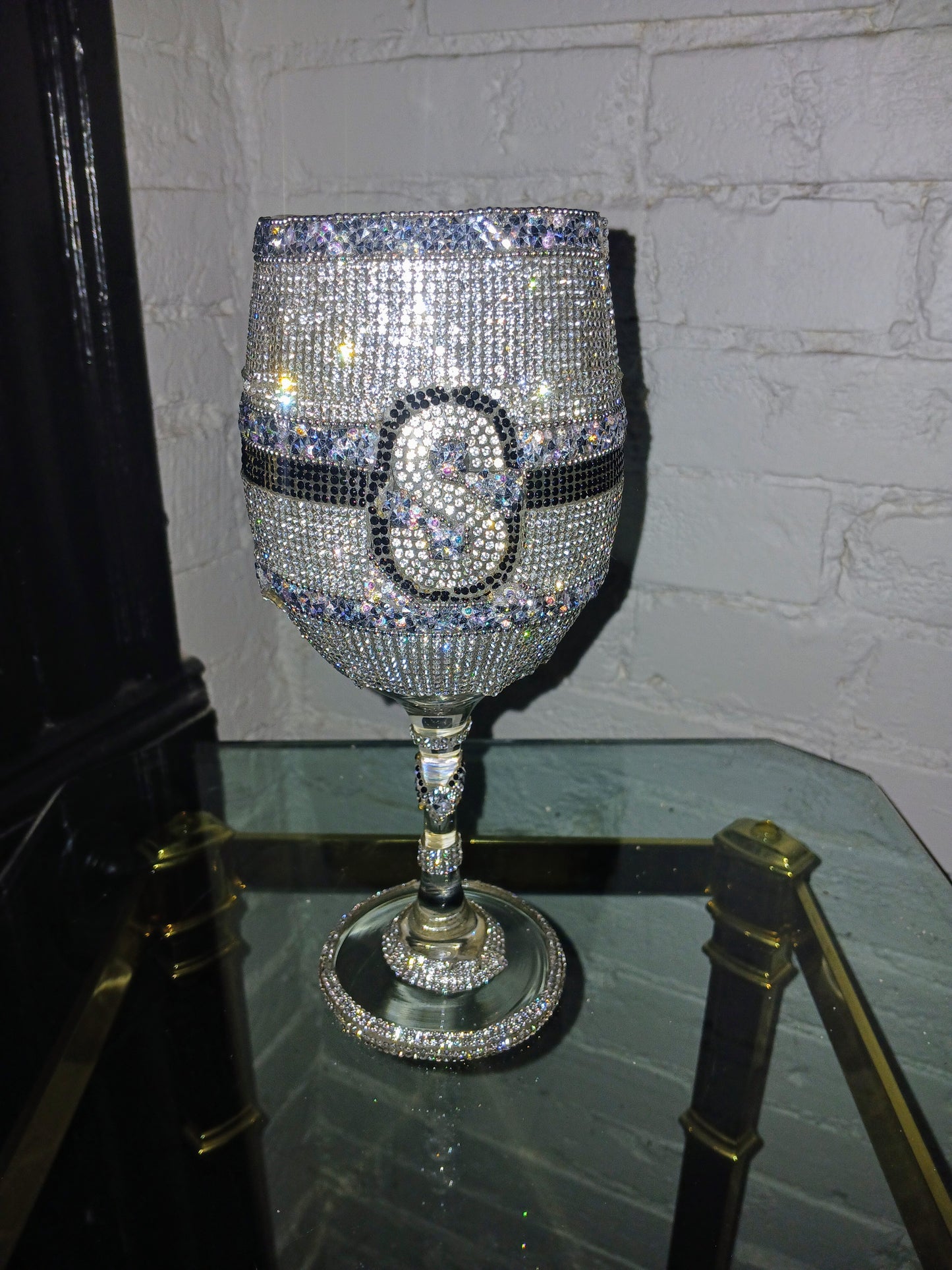 DCDI Monogram Diamond Studded Wine Glass