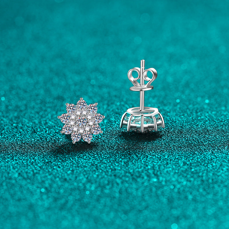 DCDI Snowflake Moissanite Zircon 925SS Stud Earrings