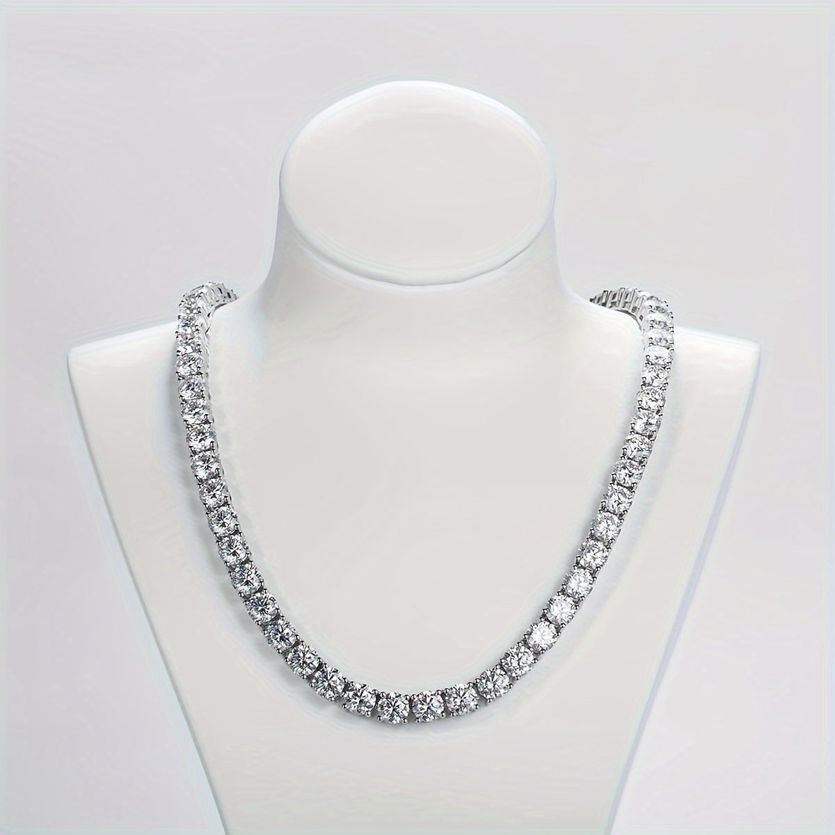 DCDI Infinity Tennis Chain Necklace -32ct Moissanite 925 Sterling Silver Tennis Chain