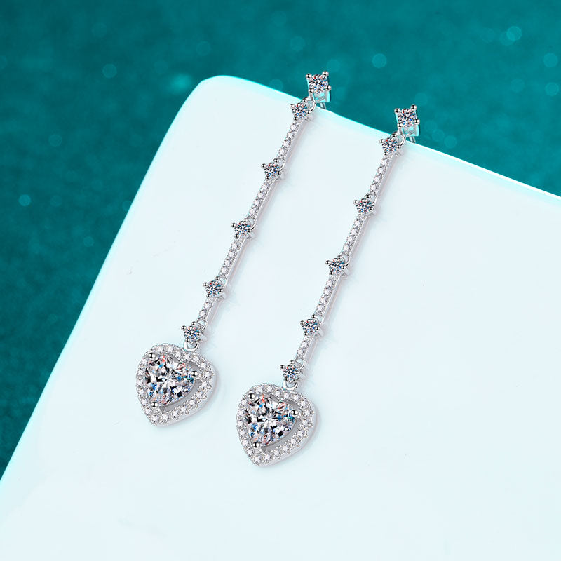 DCDI Heart Aligned 2 Carat Moissanite Zircon 925SS Earrings