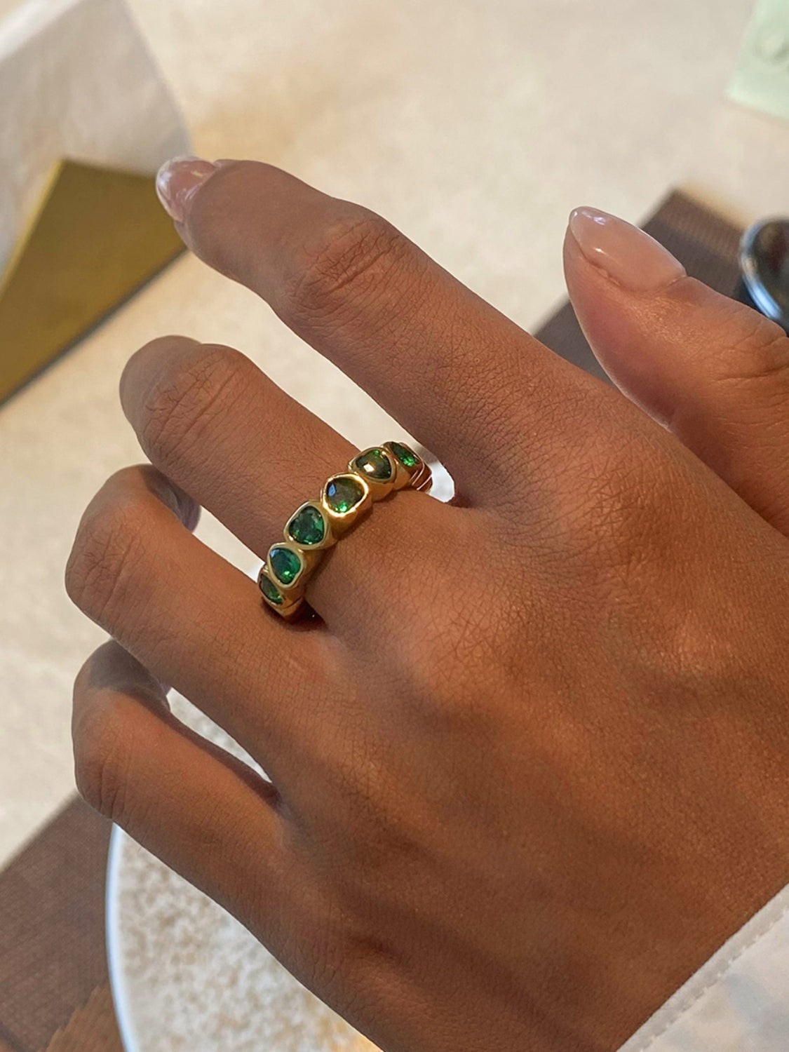 DCDI 18K Gold-Plated Inlaid Zircon Heart Chakra Ring