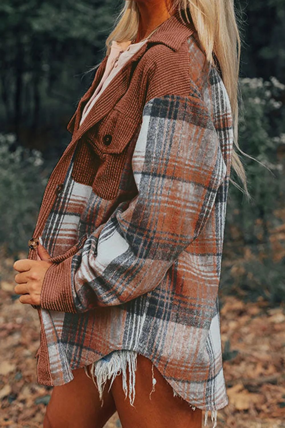 DS Designer 72-81 Plaid Button Up Long Sleeve Shacket