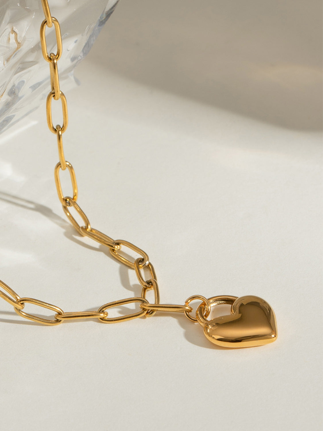 DCDI 18K Gold-Plated Stainless Steel Love Links Heart Pendant Necklace