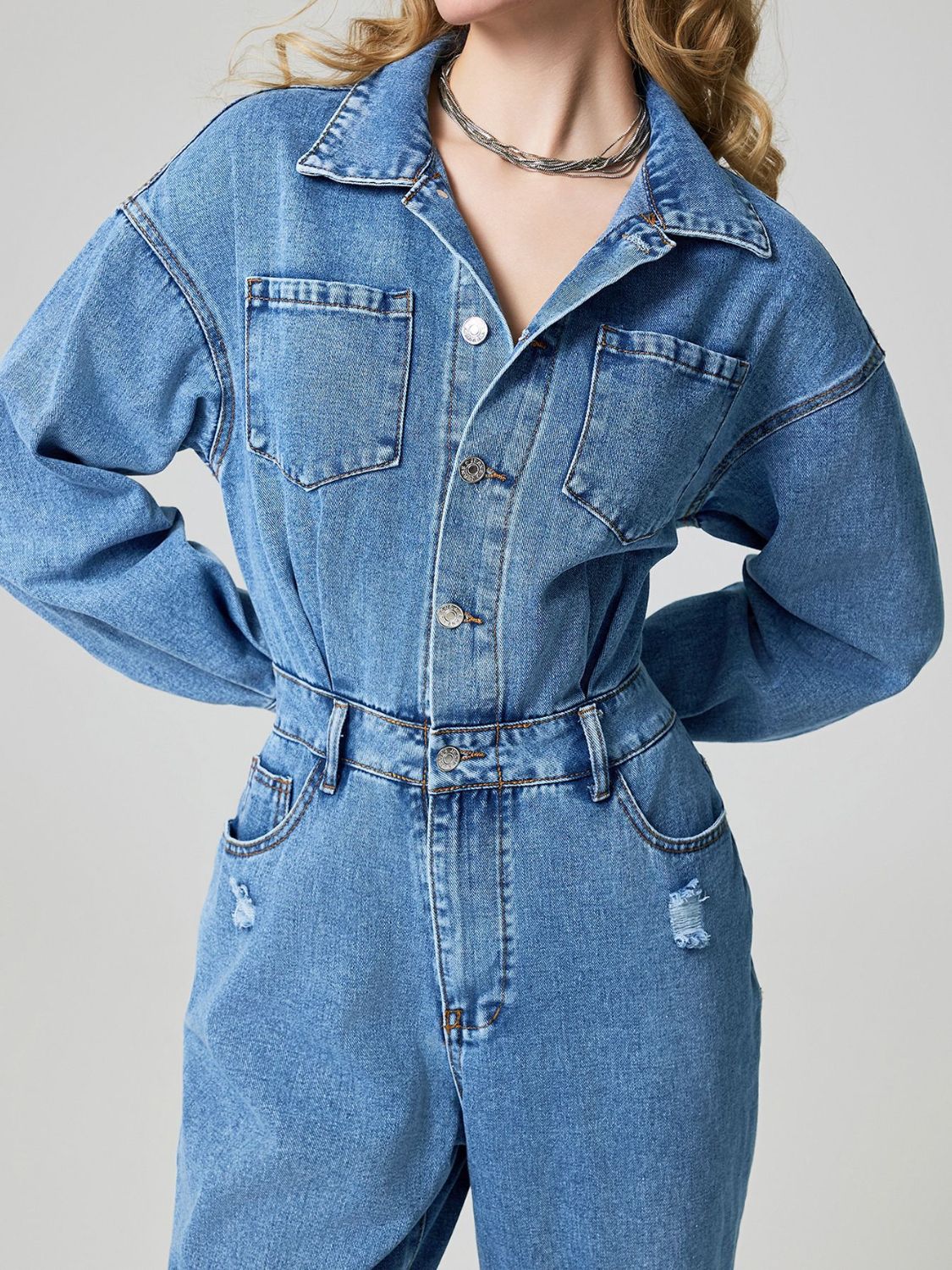 DS Artist 17-48 Premium Distressed Denim Jumpsuit