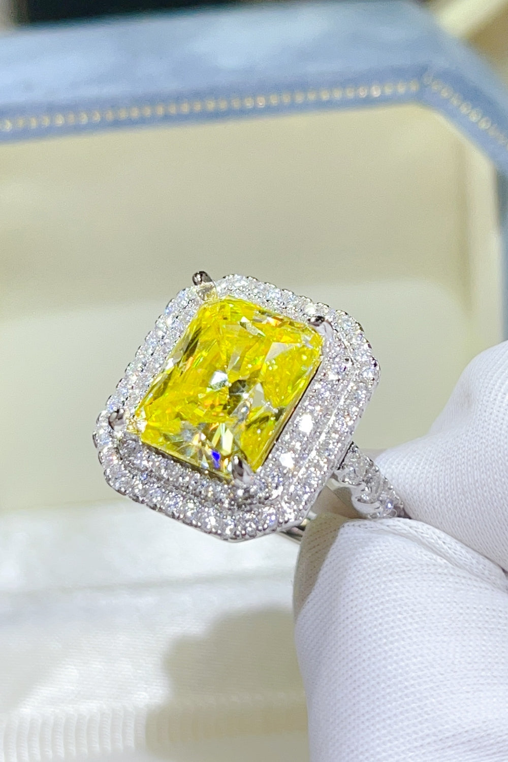 DCDI 2 Carat Yellow Moissanite 925 Sterling Silver Ring