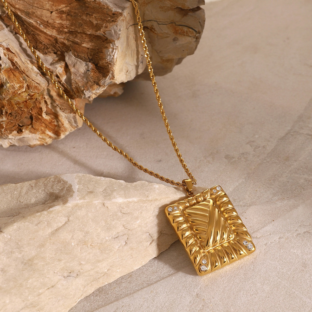 DCDI Diamond Cut Frame Stainless Steel Pendant Necklace