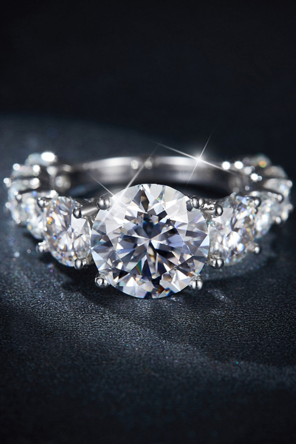 DCDI 8 Carat Round Cut Moissanite 925 Sterling Silver Ring