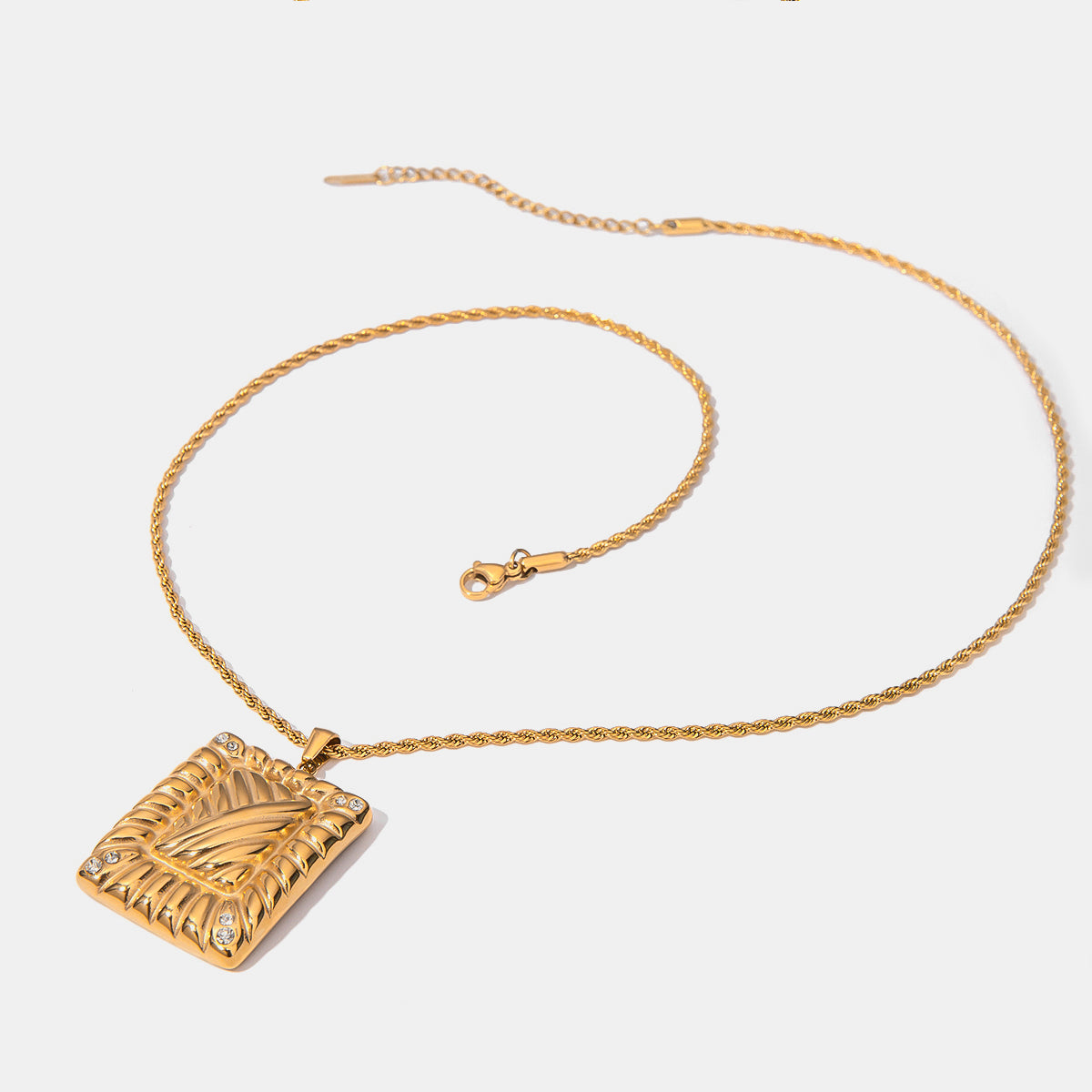 DCDI Diamond Cut Frame Stainless Steel Pendant Necklace