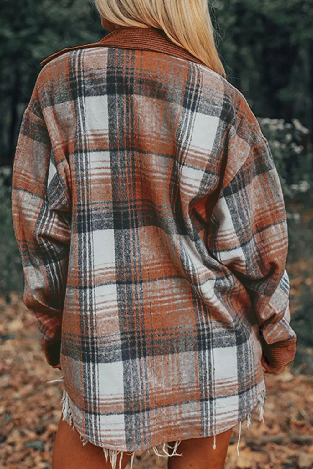DS Designer 72-81 Plaid Button Up Long Sleeve Shacket