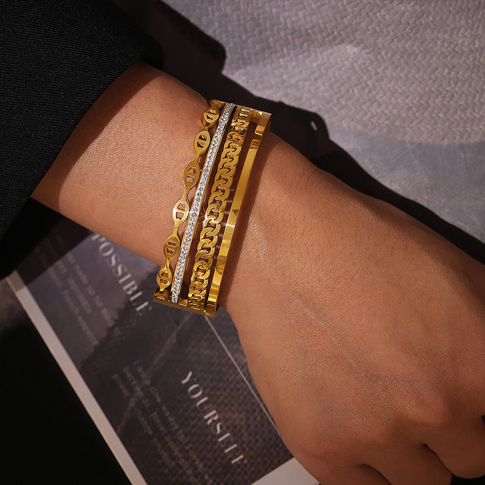 DCDI 18K Gold-Plated Czech Diamond Bracelet