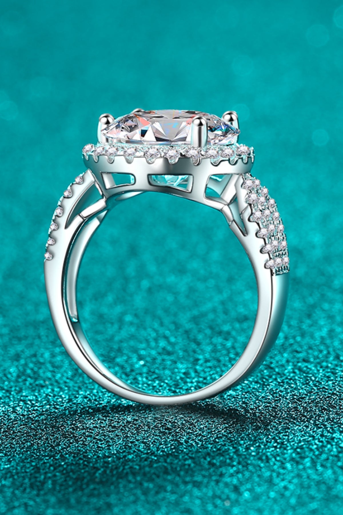 DCDI 5 Carat Round Cut Moissanite 925 Sterling Silver Ring