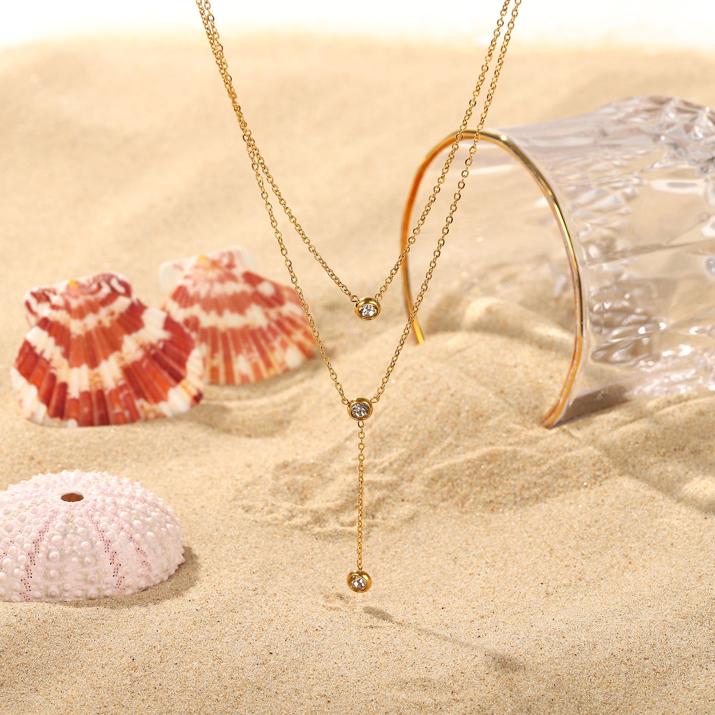 DCDI 18k Stainless Steel Zircon Sunshine Tier Necklace