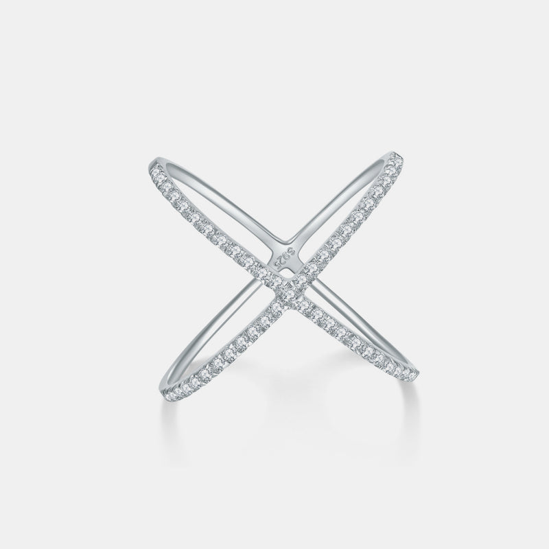 DCDI Matrix 925 Sterling Silver Moissanite Crisscross Ring