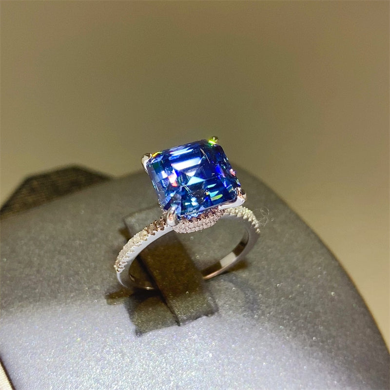DCDI Blue Sapphire 5 Carat Moissanite Zircon 925 Sterling Silver Ring