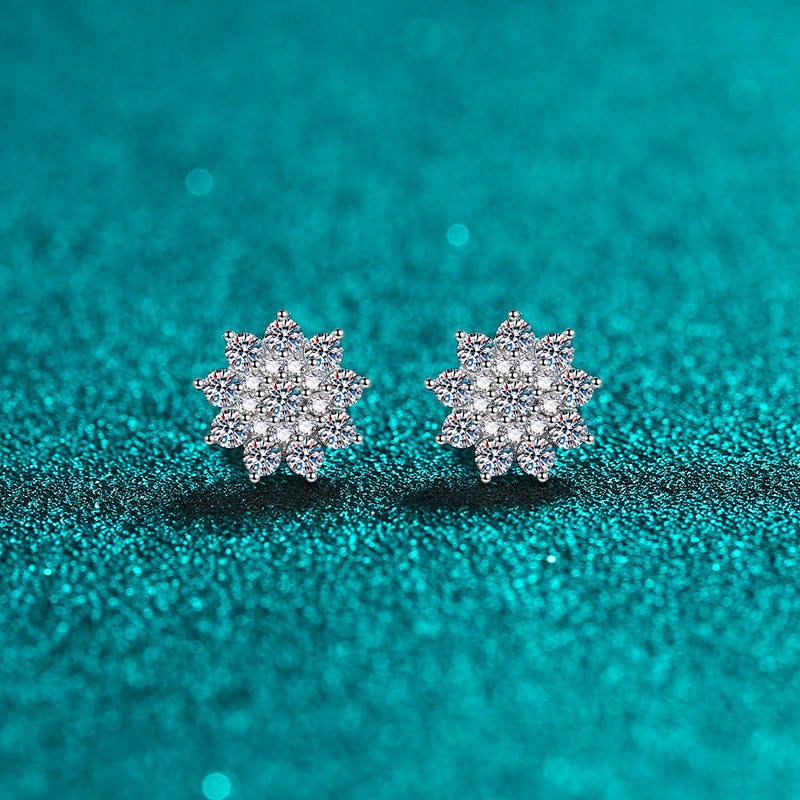 DCDI Snowflake Moissanite Zircon 925SS Stud Earrings