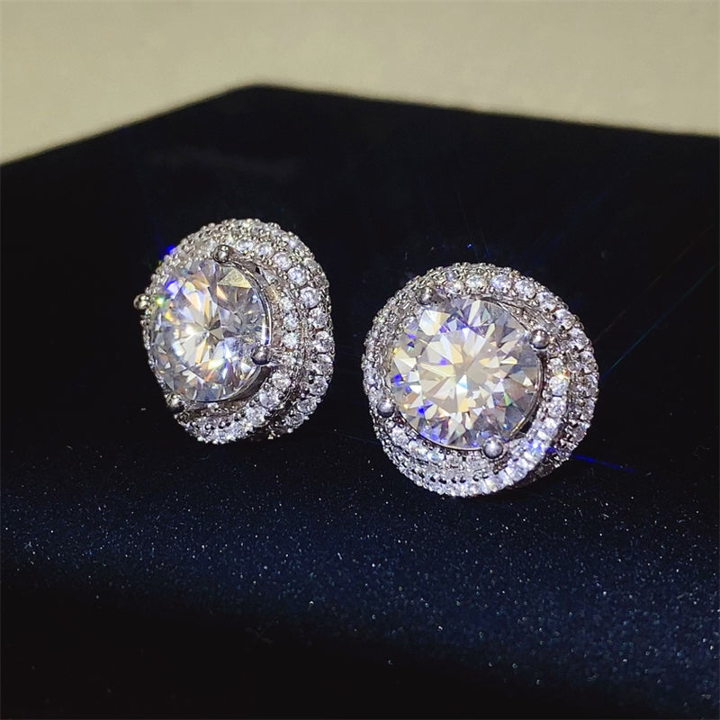 DCDI 6 Carat Blooming Moissanite 925 Sterling Silver Earrings