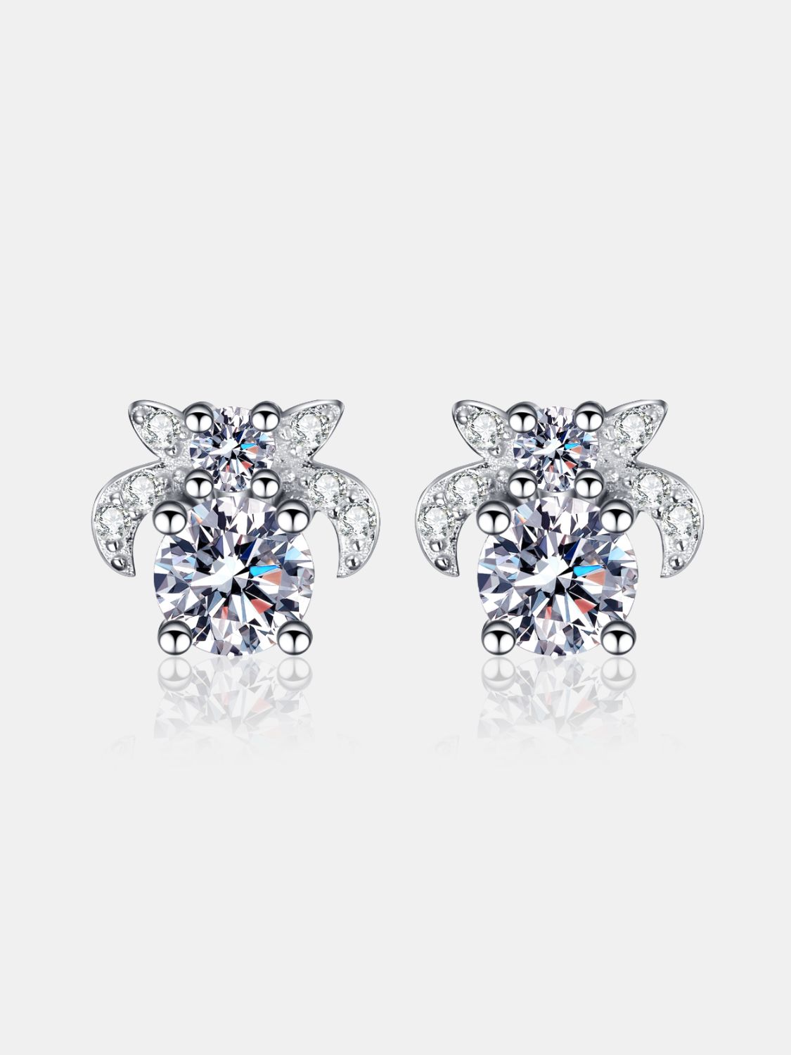 DCDI 1 Carat Moissanite 925 Sterling Silver Stud Earrings-DCDI Blooming Lotus