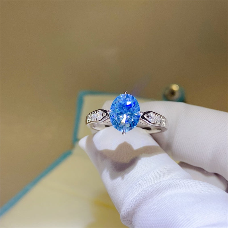 DCDI 2 Carat Blueberry Moissanite 925 Sterling Silver Ring