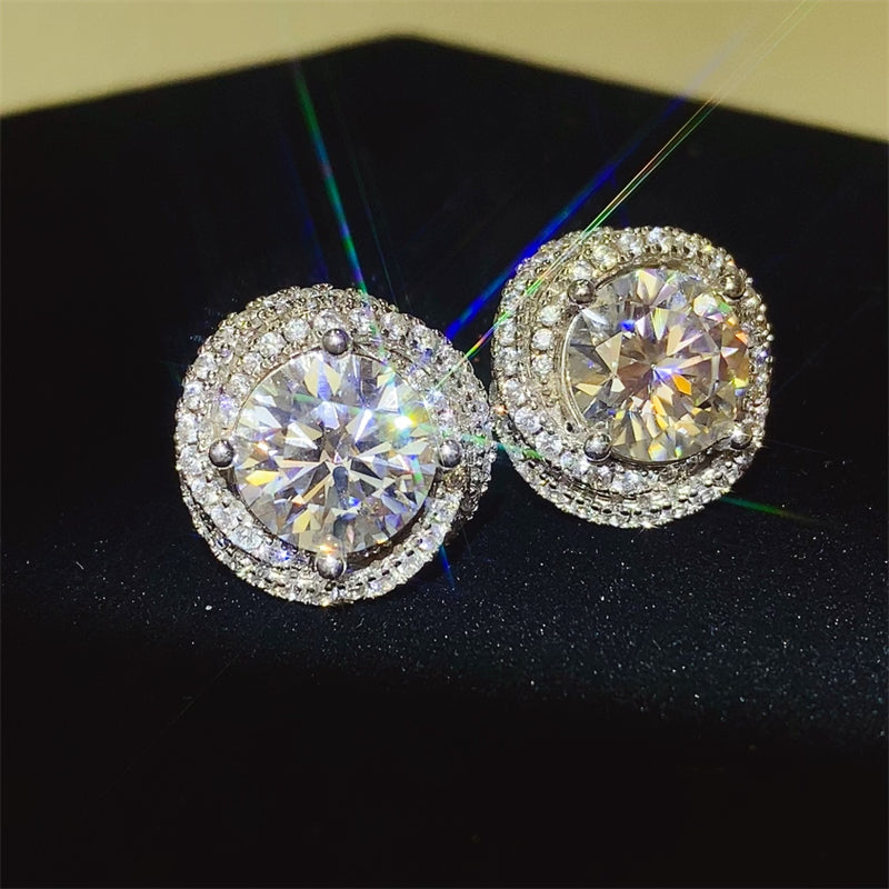 DCDI 6 Carat Blooming Moissanite 925 Sterling Silver Earrings