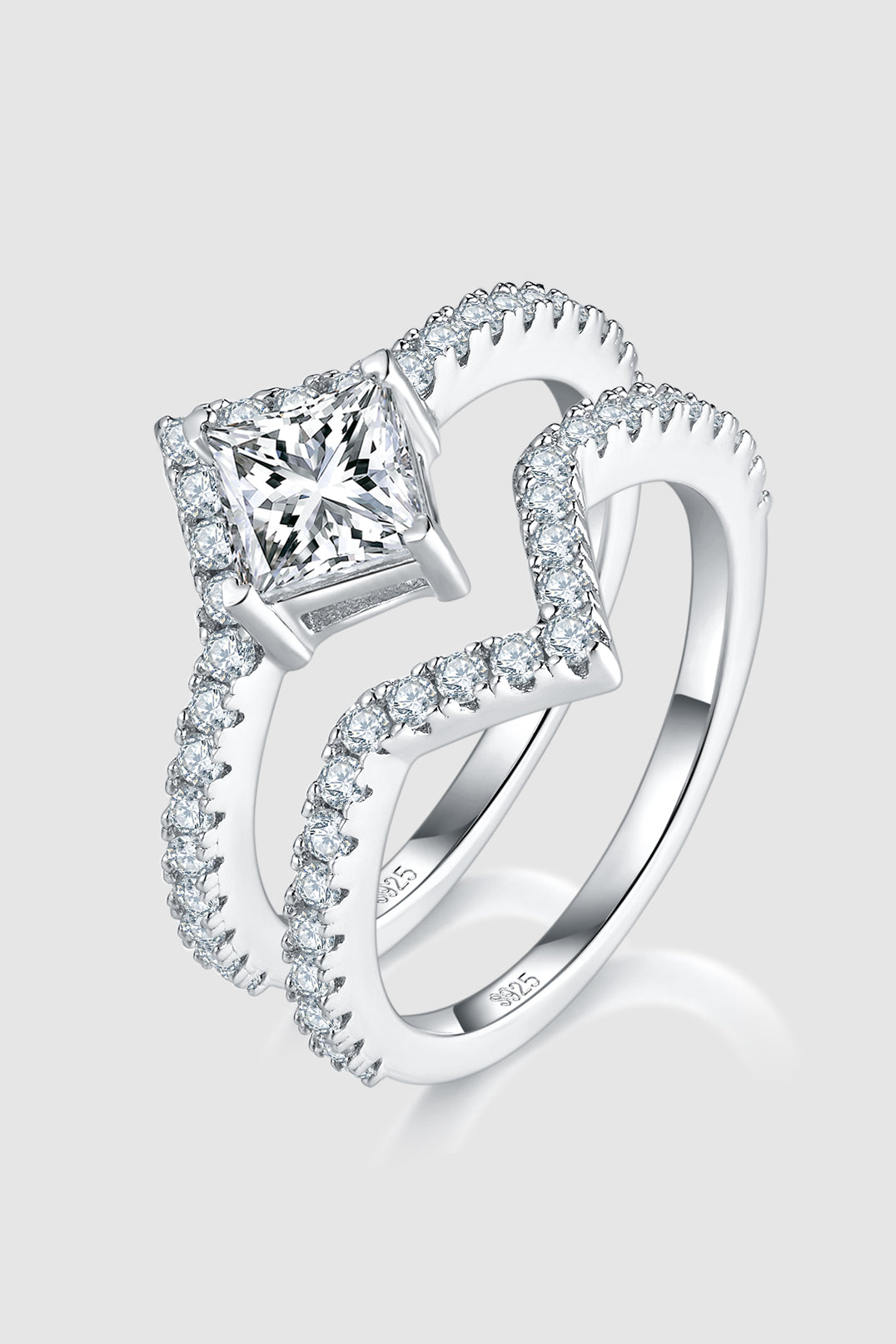 DCDI Victoriously 1 Carat Moissanite 925 Sterling Silver Diamond Stack Ring-set
