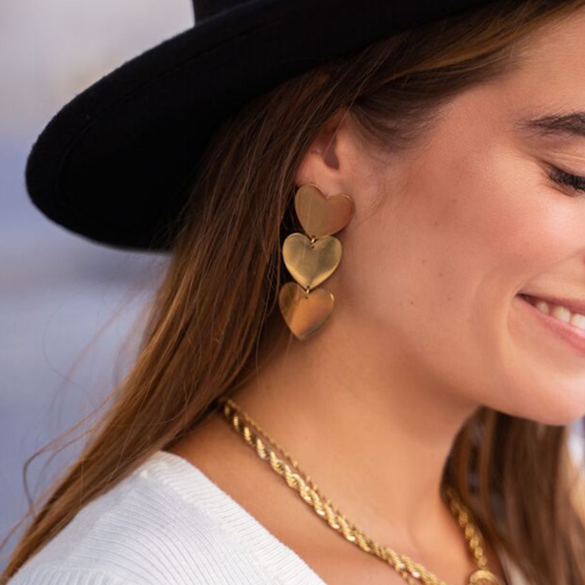 DCDI 18K Gold-Plated Heart Earrings