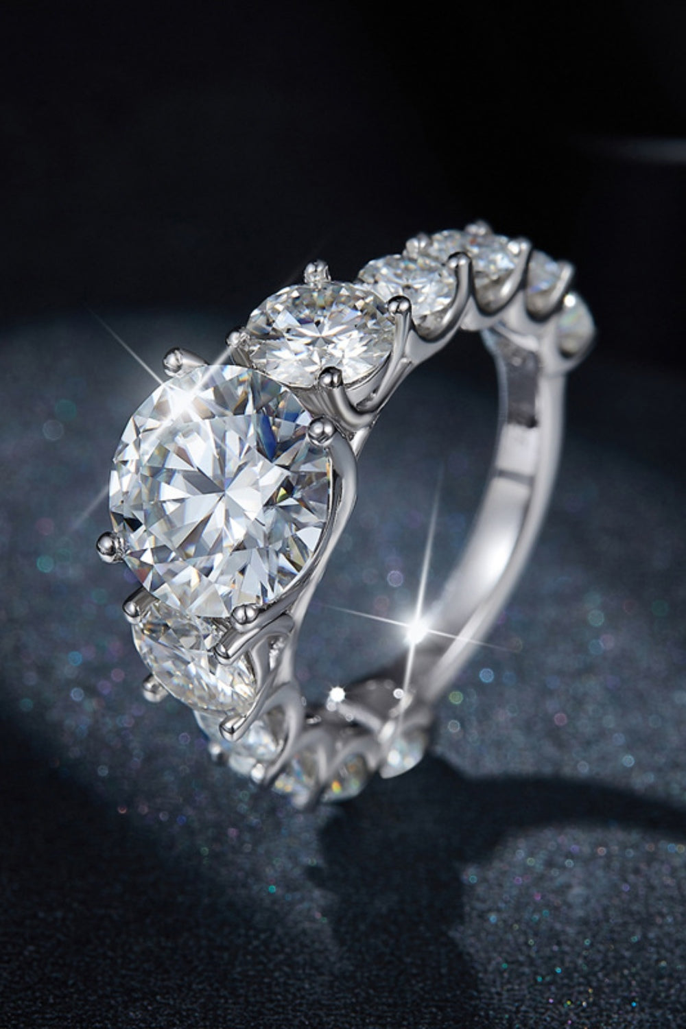DCDI 8 Carat Round Cut Moissanite 925 Sterling Silver Ring