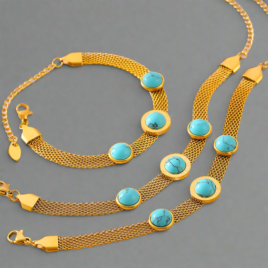 DCDI Turquoise 18k Gold Plated Titanium Steel Essence Of Healing Bracelet