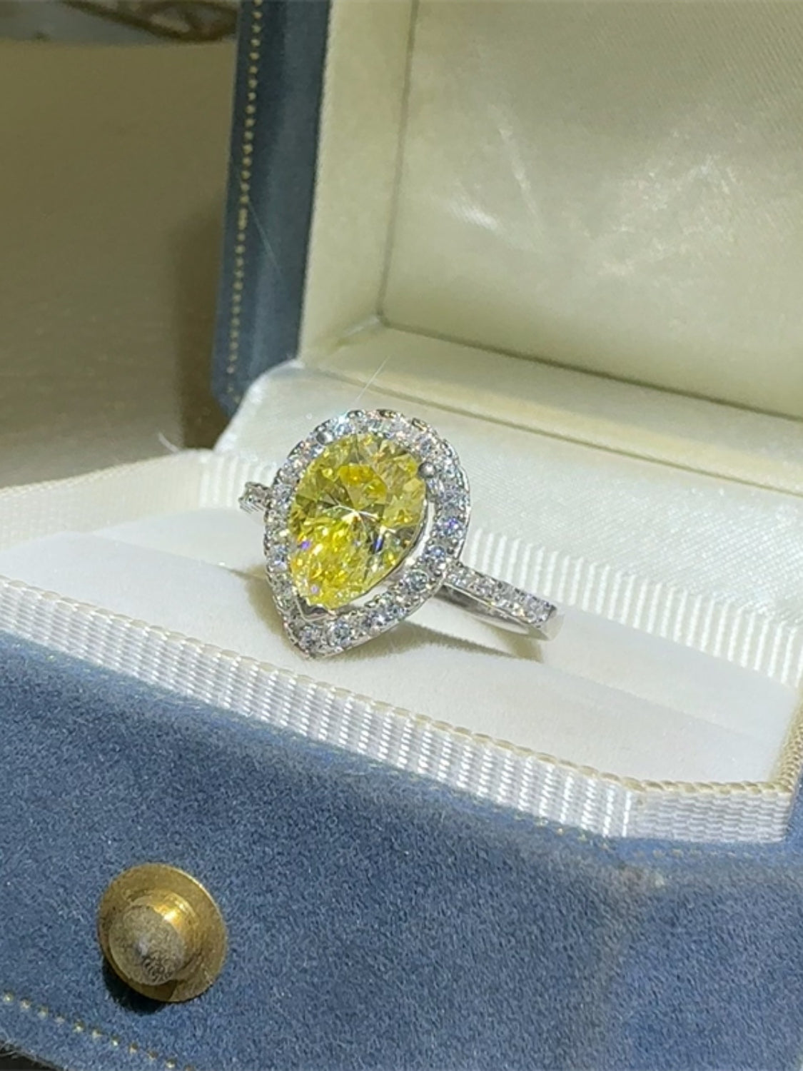 DCDI Canary Tears 2 Carat Moissanite 925 Sterling Silver Ring