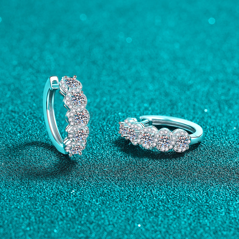 DCDI 1 Carat Moissanite Zircon 925 Sterling Silver Huggie Earrings