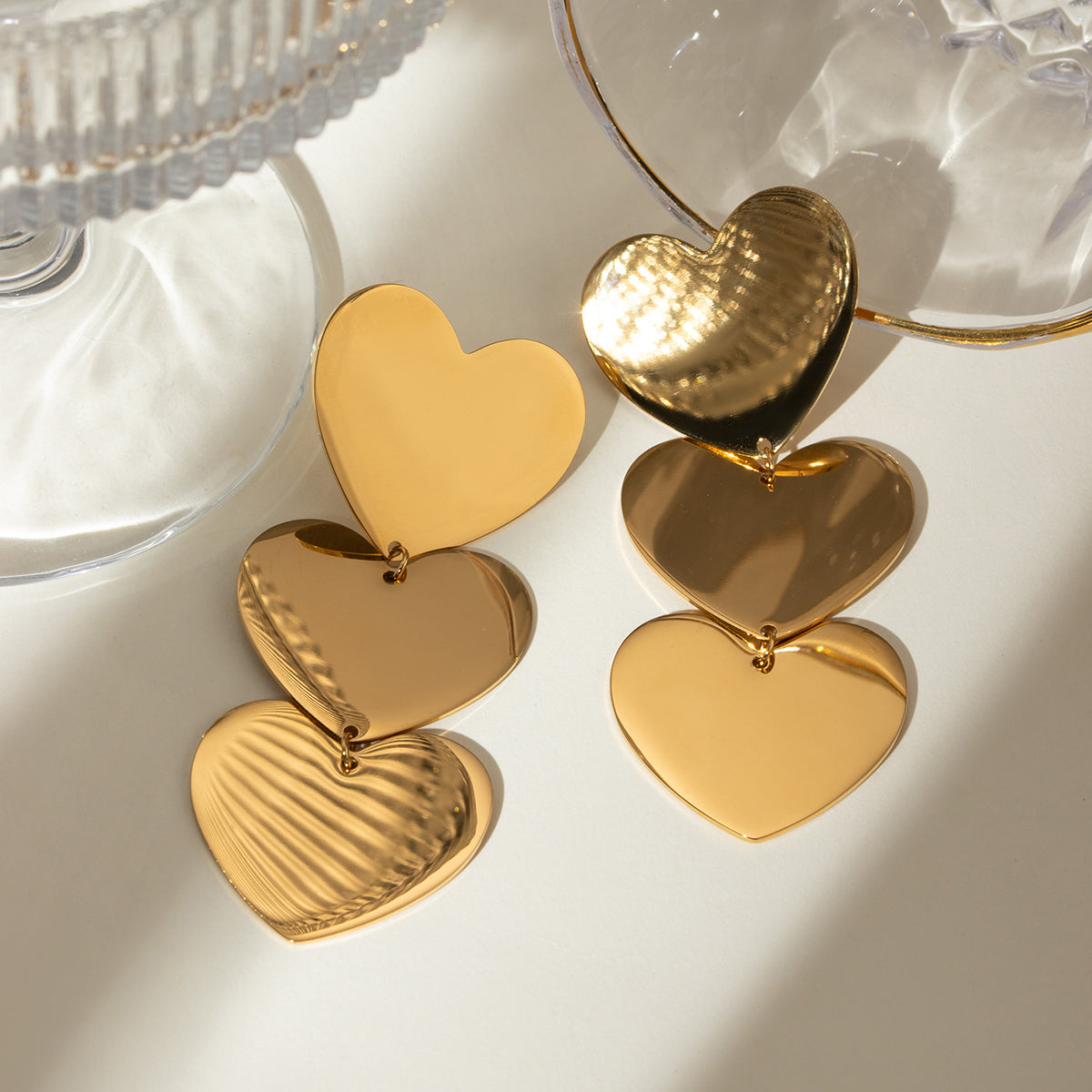 DCDI 18K Gold-Plated Heart Earrings