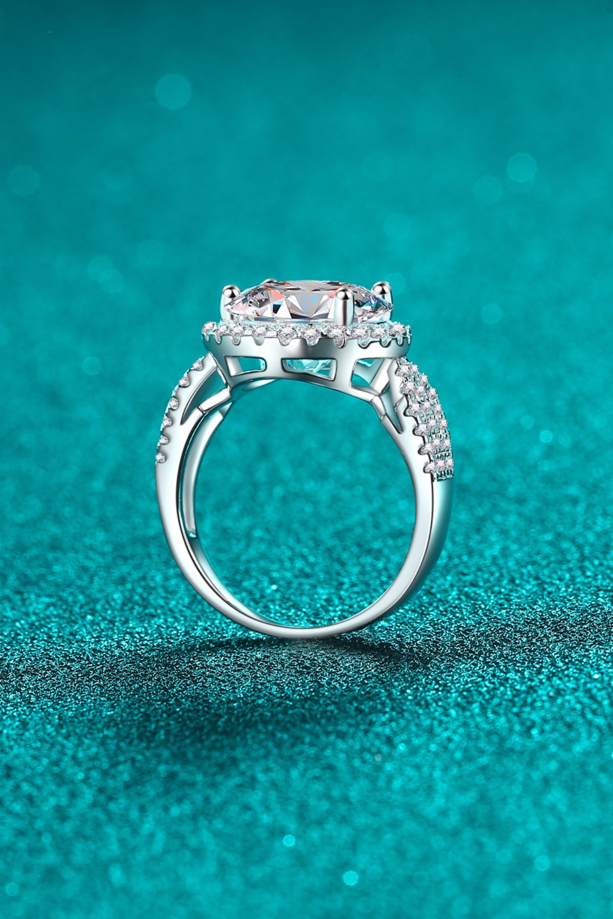 DCDI 5 Carat Round Cut Moissanite 925 Sterling Silver Ring