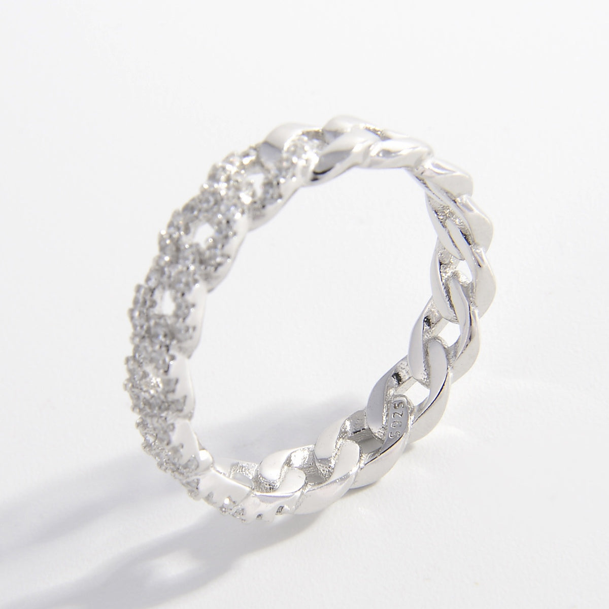 DCDI Zen - Platinum Plated 925 Sterling Silver Inlaid Zircon Ring