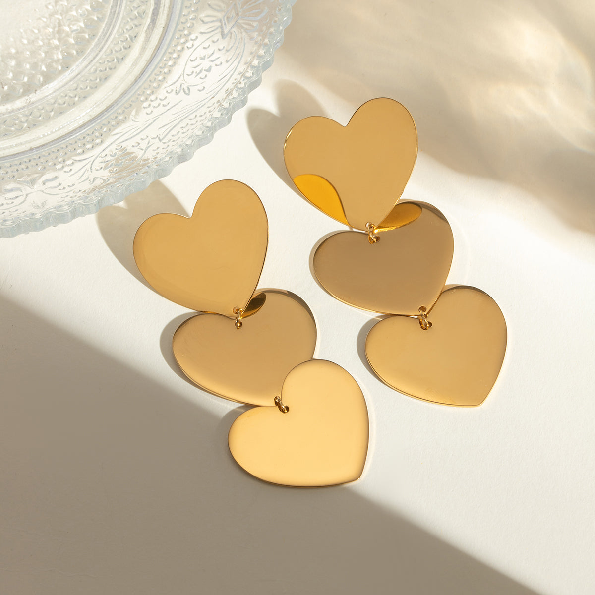 DCDI 18K Gold-Plated Heart Earrings