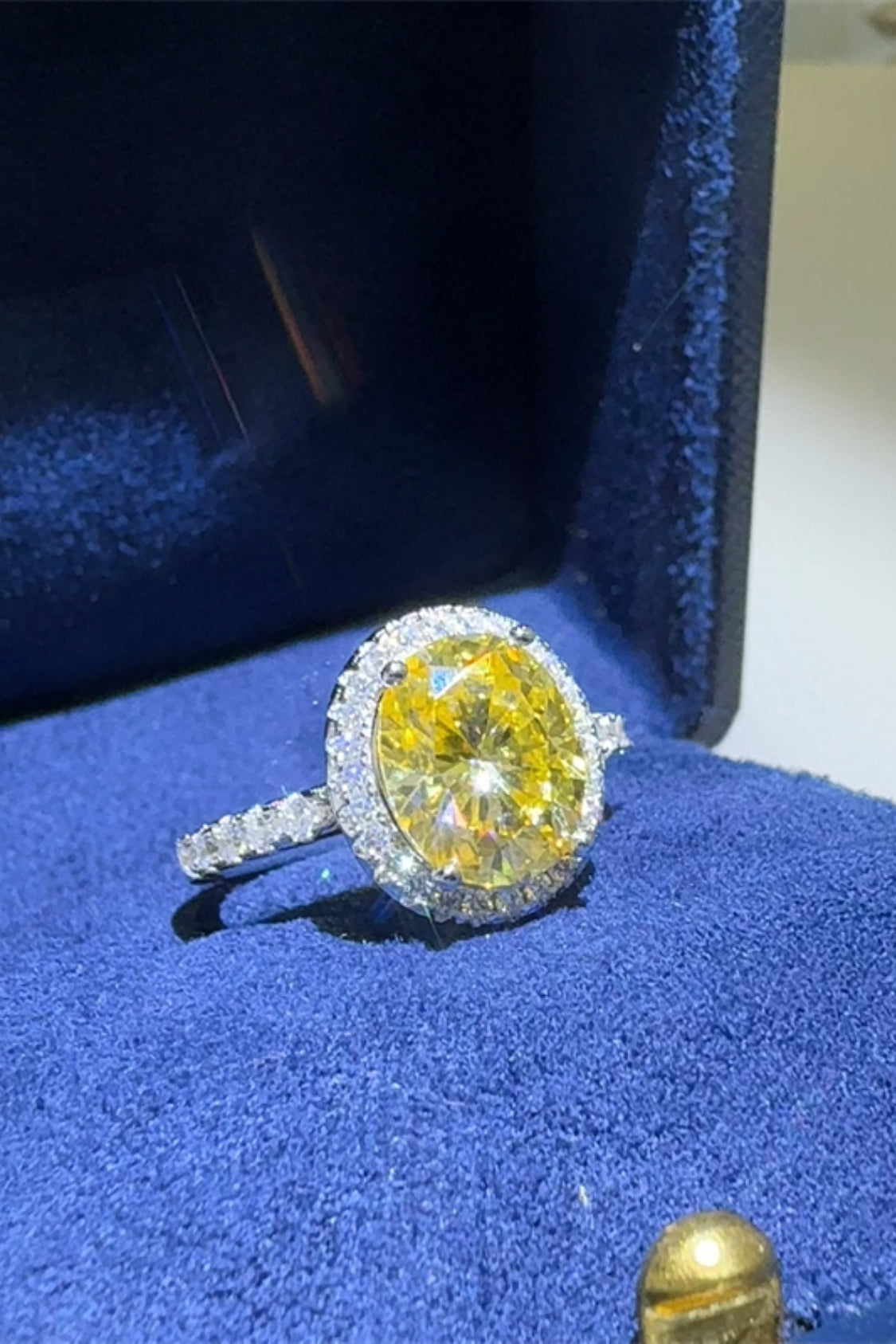 DCDI 3 Carat Canary Yellow Moissanite 925 Sterling Silver Ring