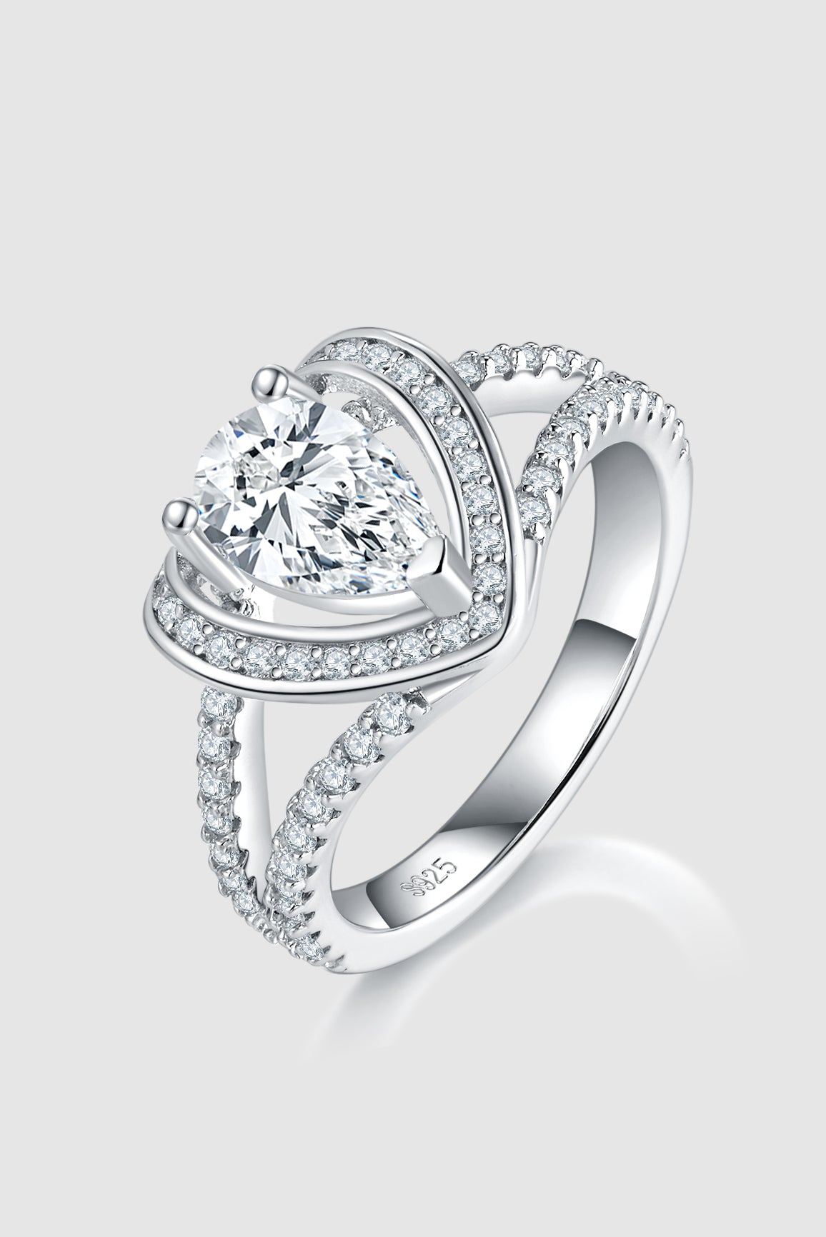 DCDI 1 Carat Moissanite 925 Sterling Silver Tears Of Joy Heart Ring