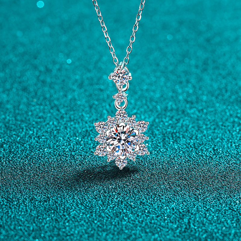 DCDI 1 Carat Moissanite Zircon 925 Sterling Silver Necklace- DCDI Starburst Necklace