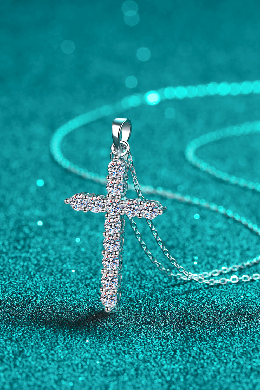DCDI Adored 925 Sterling Silver Cross Moissanite Necklace